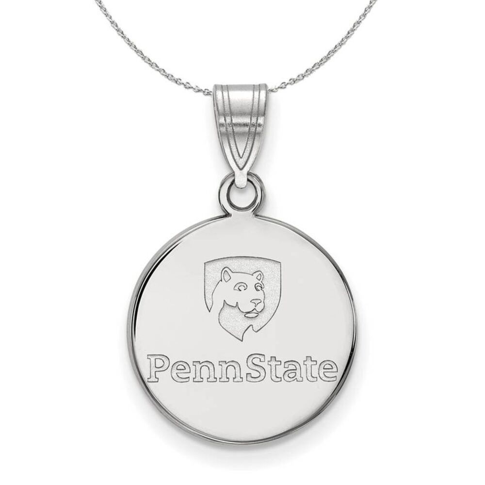 Sterling Silver Penn State Medium Disc Pendant Necklace - 24 Inch